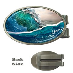 Sea Wave Waves Beach Water Blue Sky Money Clips (oval)  by Mariart