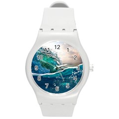 Sea Wave Waves Beach Water Blue Sky Round Plastic Sport Watch (m) by Mariart