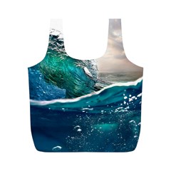 Sea Wave Waves Beach Water Blue Sky Full Print Recycle Bags (m) 