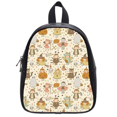 Sinister Helloween Cat Pumkin Bat Ghost Polka Dots Vampire Bone Skull School Bag (small)