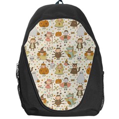 Sinister Helloween Cat Pumkin Bat Ghost Polka Dots Vampire Bone Skull Backpack Bag