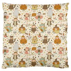 Sinister Helloween Cat Pumkin Bat Ghost Polka Dots Vampire Bone Skull Large Flano Cushion Case (one Side) by Mariart