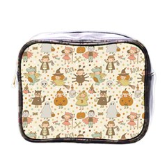 Sinister Helloween Cat Pumkin Bat Ghost Polka Dots Vampire Bone Skull Mini Toiletries Bags by Mariart