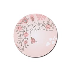 Simple Flower Polka Dots Pink Rubber Coaster (round)  by Mariart