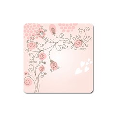 Simple Flower Polka Dots Pink Square Magnet