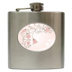 Simple Flower Polka Dots Pink Hip Flask (6 Oz) by Mariart