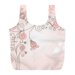 Simple Flower Polka Dots Pink Full Print Recycle Bags (l) 