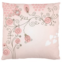 Simple Flower Polka Dots Pink Large Flano Cushion Case (one Side)