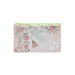Simple Flower Polka Dots Pink Cosmetic Bag (xs)