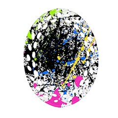 Spot Paint Pink Black Green Yellow Blue Sexy Oval Filigree Ornament (Two Sides)