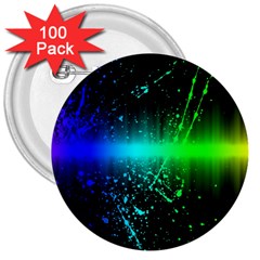 Space Galaxy Green Blue Black Spot Light Neon Rainbow 3  Buttons (100 Pack) 