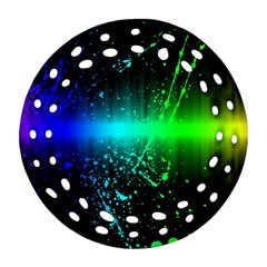 Space Galaxy Green Blue Black Spot Light Neon Rainbow Ornament (round Filigree)