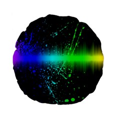 Space Galaxy Green Blue Black Spot Light Neon Rainbow Standard 15  Premium Flano Round Cushions