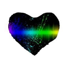 Space Galaxy Green Blue Black Spot Light Neon Rainbow Standard 16  Premium Flano Heart Shape Cushions