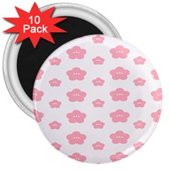 Star Pink Flower Polka Dots 3  Magnets (10 Pack)  by Mariart