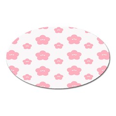 Star Pink Flower Polka Dots Oval Magnet