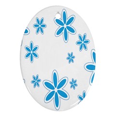 Star Flower Blue Ornament (oval)