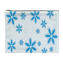 Star Flower Blue Cosmetic Bag (xl) by Mariart