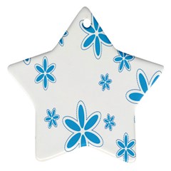 Star Flower Blue Star Ornament (two Sides)