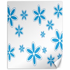 Star Flower Blue Canvas 11  X 14   by Mariart