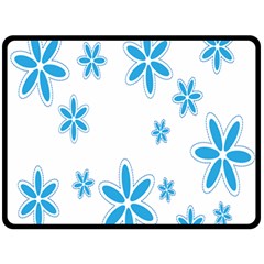 Star Flower Blue Fleece Blanket (large)  by Mariart