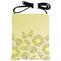 Sunflower Fly Flower Floral Shoulder Sling Bags by Mariart