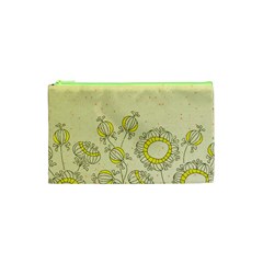 Sunflower Fly Flower Floral Cosmetic Bag (xs)