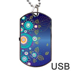 Flower Blue Floral Sunflower Star Polka Dots Sexy Dog Tag Usb Flash (two Sides) by Mariart