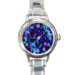 Dark Neon Stuff Blue Red Black Rainbow Light Round Italian Charm Watch