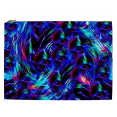 Dark Neon Stuff Blue Red Black Rainbow Light Cosmetic Bag (xxl) 