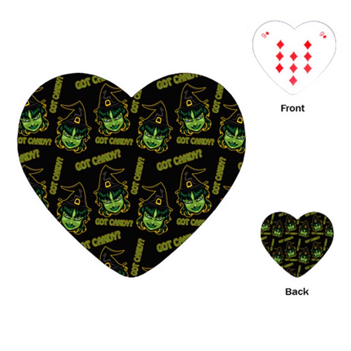 Pattern Halloween Witch Got Candy? iCreate Playing Cards (Heart) 