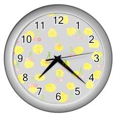 Cute Fruit Cerry Yellow Green Pink Wall Clocks (Silver) 