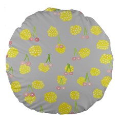 Cute Fruit Cerry Yellow Green Pink Large 18  Premium Round Cushions