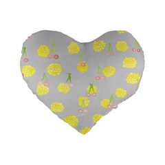 Cute Fruit Cerry Yellow Green Pink Standard 16  Premium Heart Shape Cushions