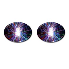 Seamless Animation Of Abstract Colorful Laser Light And Fireworks Rainbow Cufflinks (oval) by Mariart