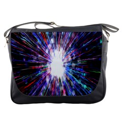 Seamless Animation Of Abstract Colorful Laser Light And Fireworks Rainbow Messenger Bags
