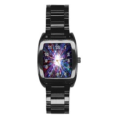 Seamless Animation Of Abstract Colorful Laser Light And Fireworks Rainbow Stainless Steel Barrel Watch by Mariart