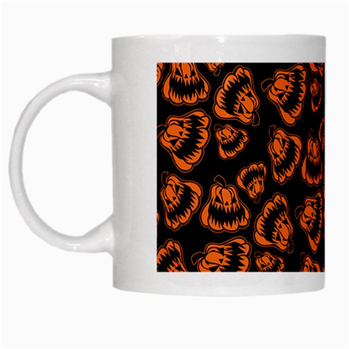 Pattern Halloween Jackolantern White Mugs