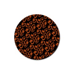 Pattern Halloween Jackolantern Rubber Round Coaster (4 Pack)  by iCreate