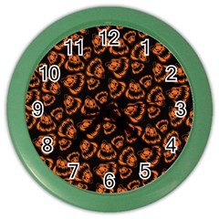 Pattern Halloween Jackolantern Color Wall Clocks