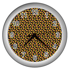 Pattern Halloween Candy Corn   Wall Clocks (silver) 
