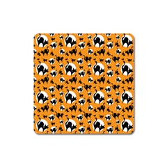 Pattern Halloween Black Cat Hissing Square Magnet by iCreate