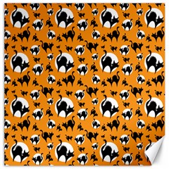 Pattern Halloween Black Cat Hissing Canvas 16  X 16  