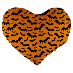 Pattern Halloween Bats  Icreate Large 19  Premium Flano Heart Shape Cushions by iCreate