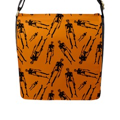 Halloween Skeletons  Flap Messenger Bag (l) 