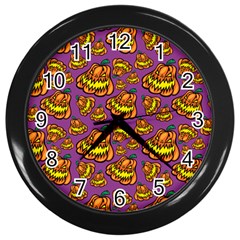 Halloween Colorful Jackolanterns  Wall Clocks (black)