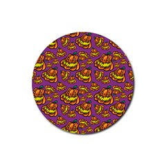 Halloween Colorful Jackolanterns  Rubber Coaster (round) 