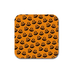 Halloween Jackolantern Pumpkins Icreate Rubber Square Coaster (4 Pack)  by iCreate