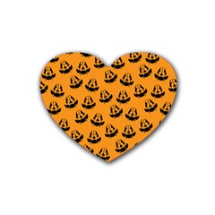 Halloween Jackolantern Pumpkins Icreate Heart Coaster (4 Pack)  by iCreate