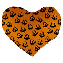 Halloween Jackolantern Pumpkins Icreate Large 19  Premium Heart Shape Cushions by iCreate